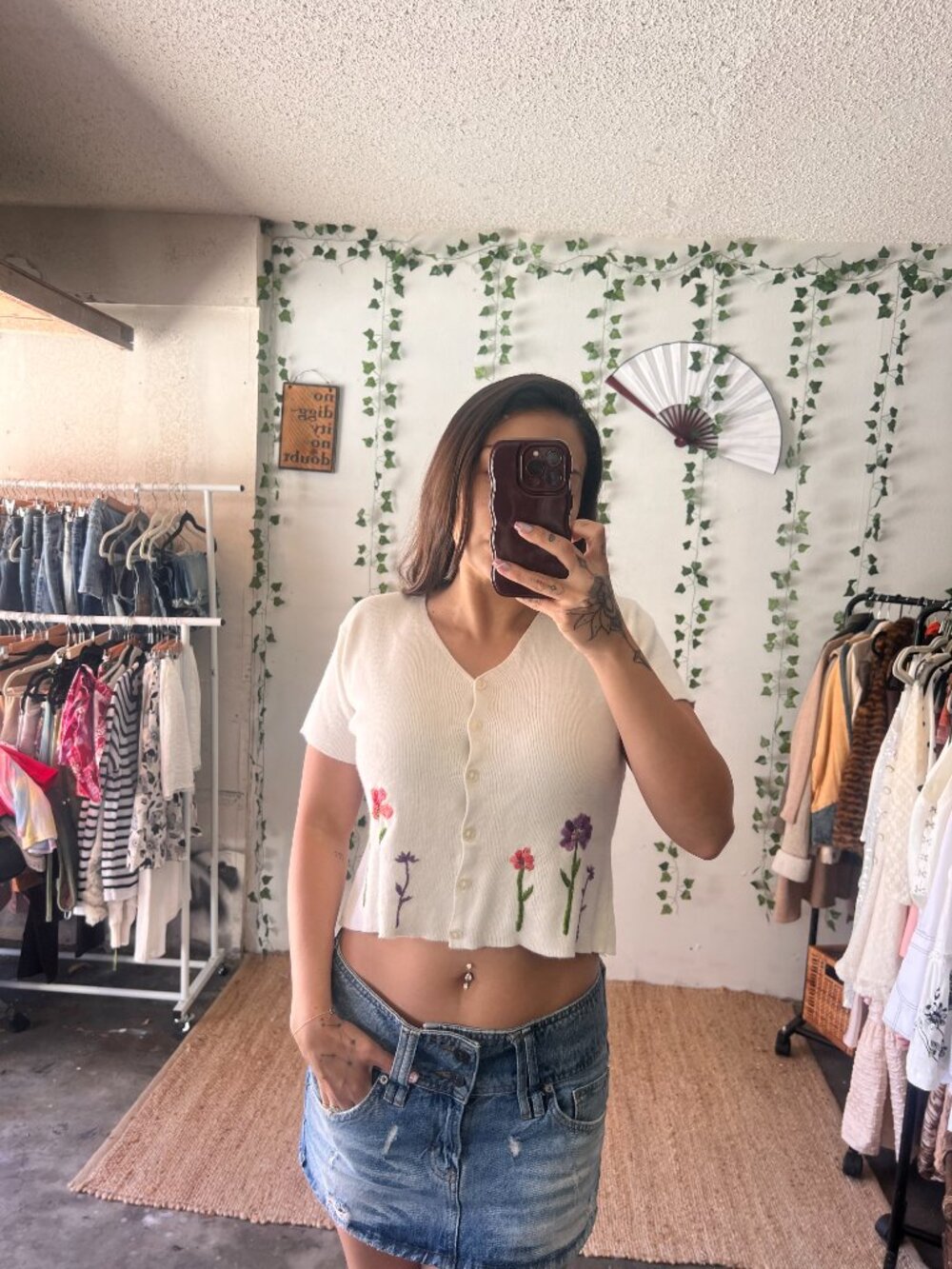 Vintage R&K Floral Embroidered Cardigan – Size 6 Petite